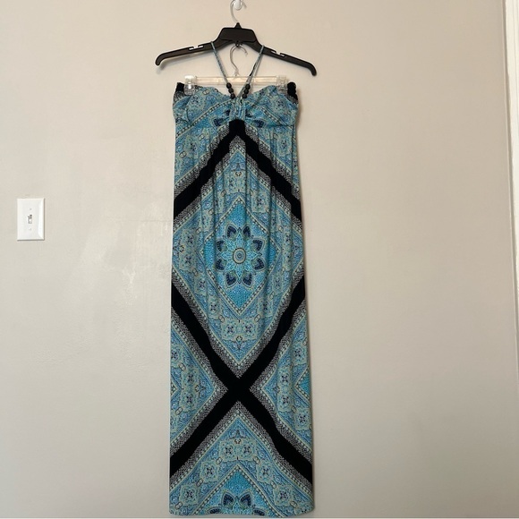 En Focus Studio Womens Halter Maxi Dress Sleeveless Batik Multicolor Size 12 - Picture 1 of 14